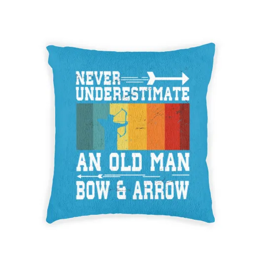 Discover Never Underestimate An Old Man With Bow and Arrow Woven Pillows