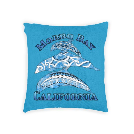 Discover Morro Bay California Vacation Tribal Dolphins Woven Pillows