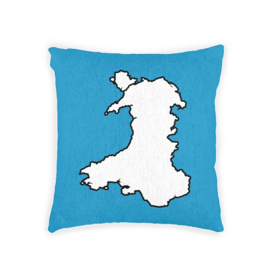 Discover Wales Black Outine Map Woven Pillows