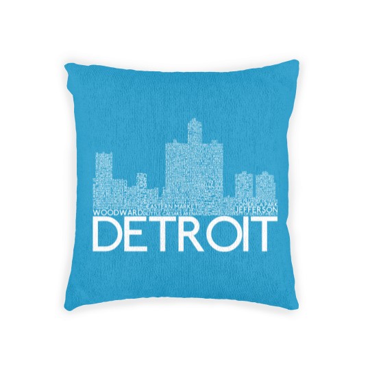 Discover Detroit Skyline Word Art Print - Detroit - Woven Pillows