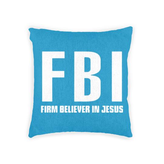 Discover FBI Firm Believer In Jesus patriotic police Woven Pillows