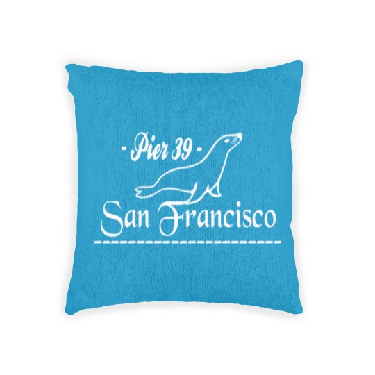 Discover PIER 39 Sea Lion Art Woven Pillows