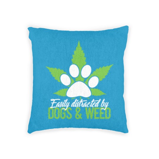 Discover Easily Distracted By Dogs & Weed Woven Pillows