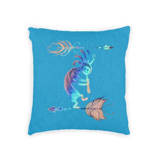 Discover Native American Kokopelli With Two Feathers 2 Woven Pillows