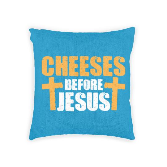 Discover Cheeses Before Jesus Joke Pun Cheese - Cheese - Woven Pillows
