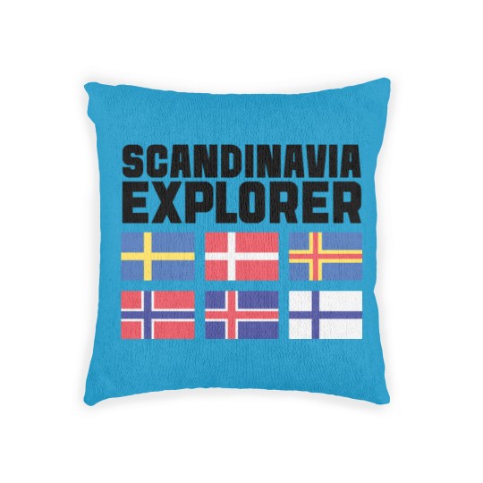 Discover Scandinavia Explorer Flags Iceland Sweden Norway Woven Pillows