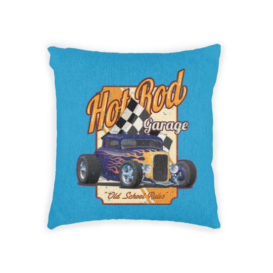Discover Hot Rod Garage Old School Rules Woven Pillows