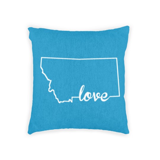 Discover Montana Love State Outline Woven Pillows