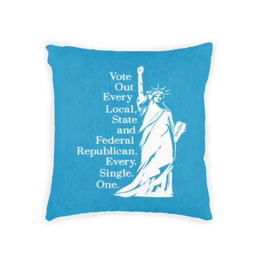 Discover Vote Out Republicans Statue of Liberty Woven Pillows