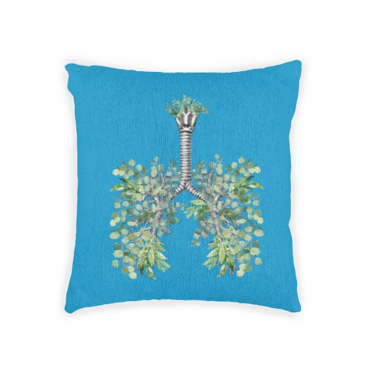Discover Lung Anatomy, green leaves, Cancer Awareness - Lungs - Woven Pillows