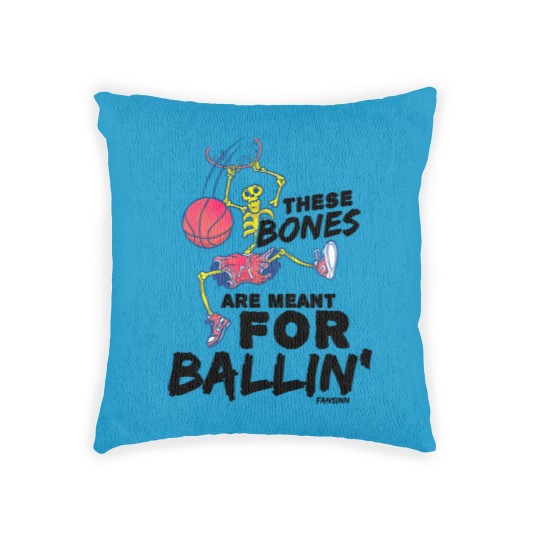 Discover Halloween basketball skeleton Woven Pillows