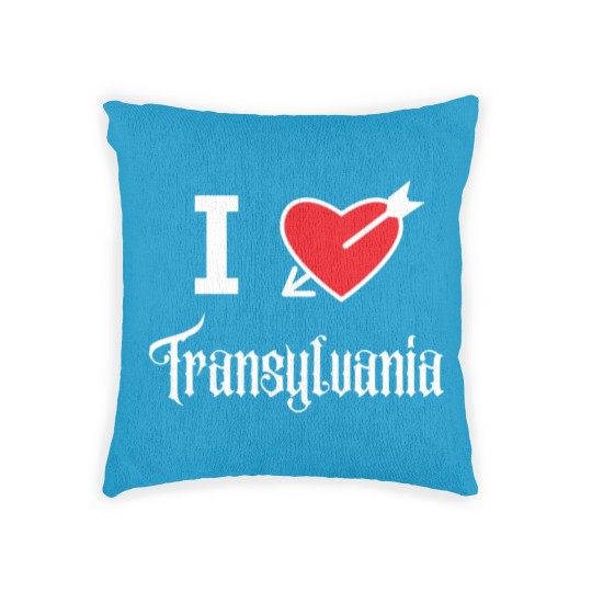 Discover I love Transylvania (white letters version) Woven Pillows