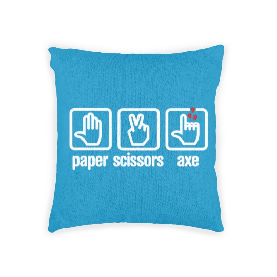 Discover Paper - Scissors - axe - Rock - lumberjack Woven Pillows