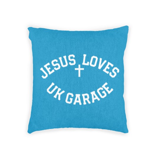 Discover Jesus Loves UK Garage Slogan Woven Pillows
