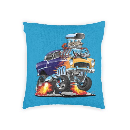 Discover Classic Fifties Hot Rod Muscle Car Cartoon - Car - Woven Pillows
