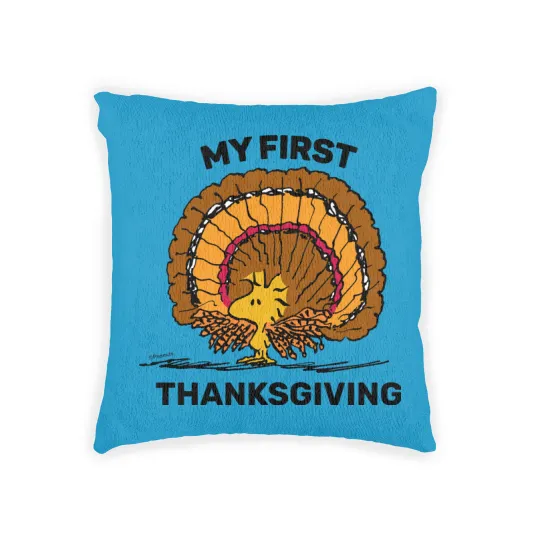 Discover Peanuts | Woodstock Turkey -My 1st Thanksgiving Woven Pillows