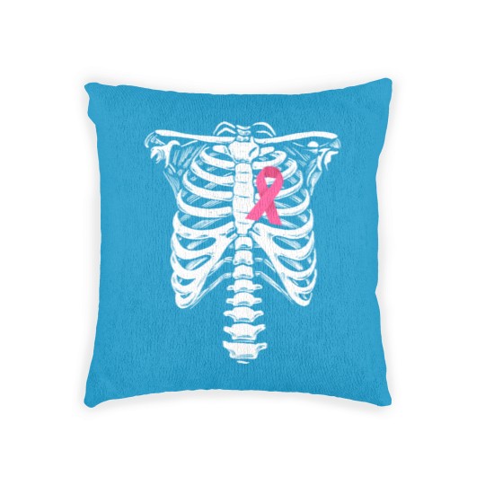 Discover Breast Cancer Awareness Skeleton Wear Pink Ribbonb Woven Pillows
