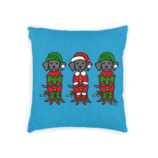 Discover Christmas Three Black Lab Puppies Woven Pillows