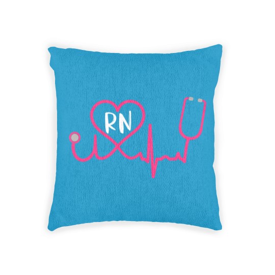 Discover Registered Nurse RN EKG Stethoscope Heart Heartbeat Woven Pillows