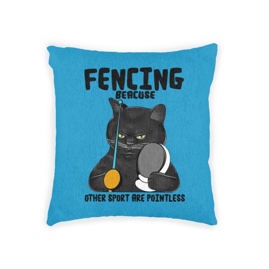 Discover BLACK CAT FENCING BEACUSE OTHER SPORT ARE POINTLES Woven Pillows