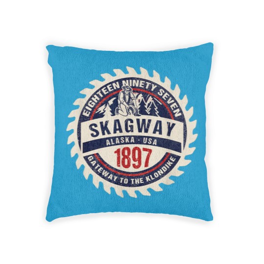 Discover Skagway Alaska 1897 Historic Gold Rush Town Souvenir Gift Woven Pillows