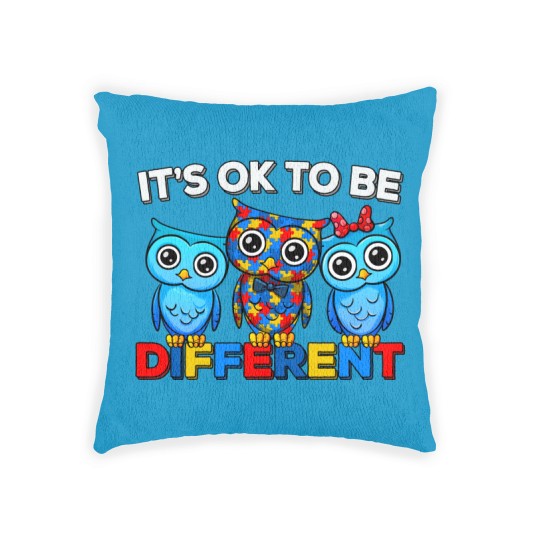 Discover Autism Awareness Cute Owl Animal It's Ok To Be Different Woven Pillows