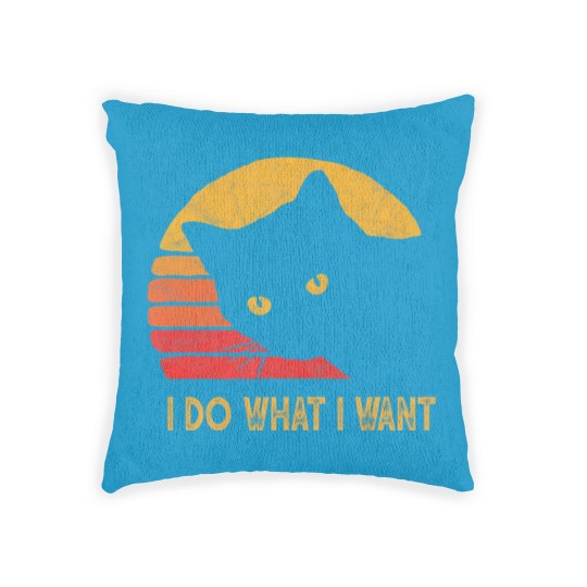 Discover Retro I do what I want with my cat funny gift Woven Pillows
