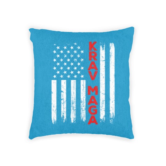 Discover Krav Maga Self Defense USA American Flag Fighter Woven Pillows