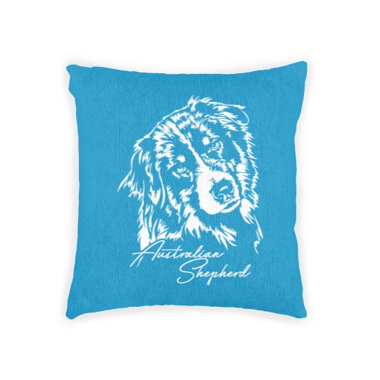 Discover Australian Shepherd Aussie dog portrait - Australian Shepherd Lover - Woven Pillows