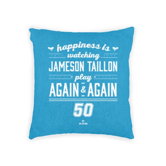Discover Happiness Is Watching Jameson Taillon Woven Pillows