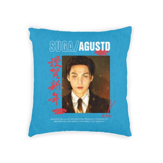 Discover Bts Suga Woven Pillows,AGUSTDshirt,AGUSTDmerch,Bts suga unisex Woven Pillows,Min yoongi Woven Pillows