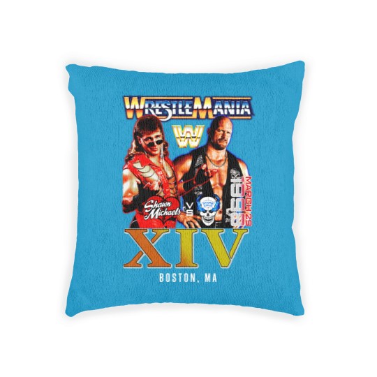 Discover New Wrestling Entertainment WrestleMania XIV 1998 Stone Cold Shawn Michaels Vintage Woven Pillows