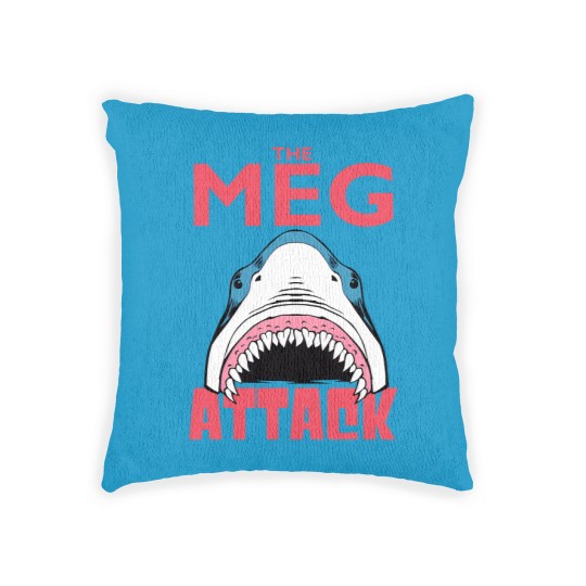 Discover the meg attack shark Woven Pillows Woven Pillows