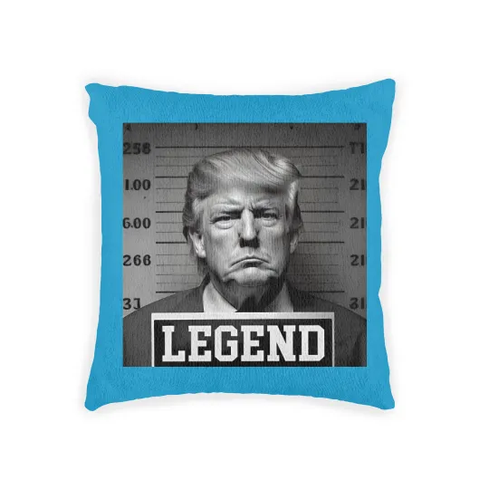 Discover Donald Trump Mug Shot Legend Woven Pillows, Donald Trump Woven Pillows
