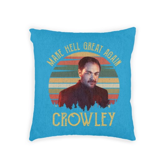 Discover Make Hell Great Again Crowley Vintage Woven Pillows, Supernatural Woven Pillows