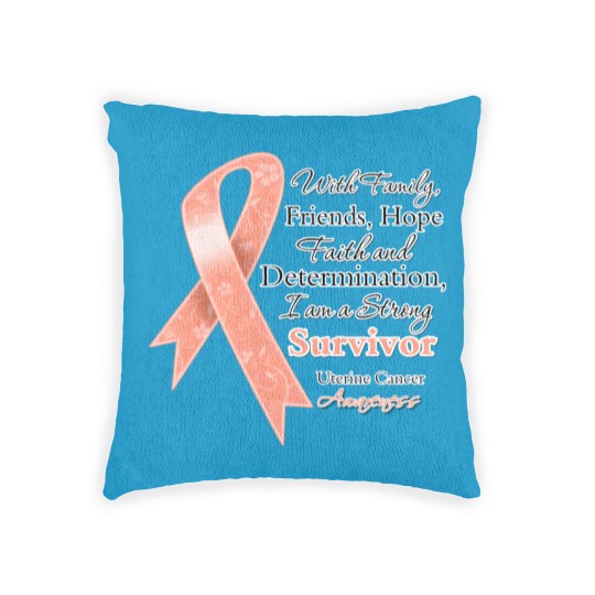 Discover Uterine Cancer Support Strong Survivor Woven Pillows