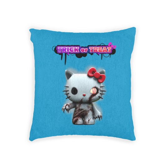 Discover kitty trick or treat Woven Pillows