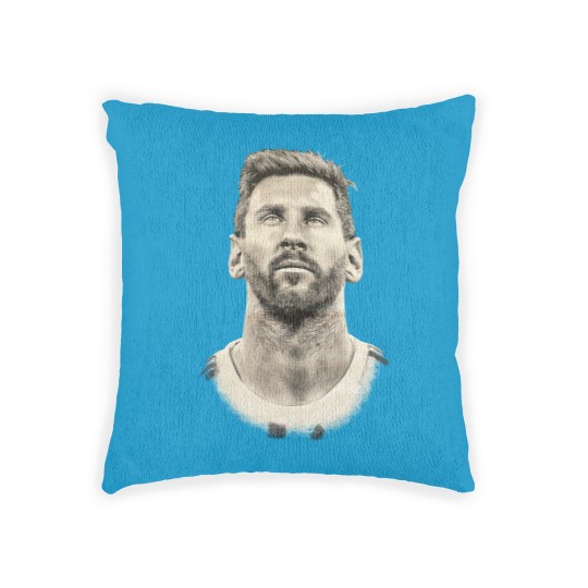 Discover Lionel Messi face Argentina Mens cotton Woven Pillows Qatar 2022