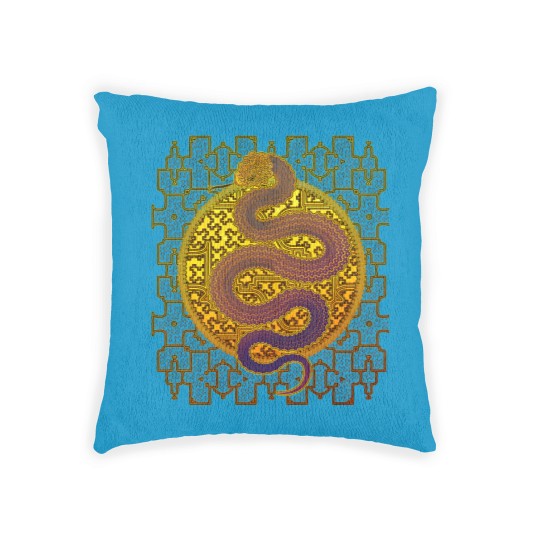 Discover Cosmic Serpent, Kene Anaconda Shipibo Pattern Woven Pillows
