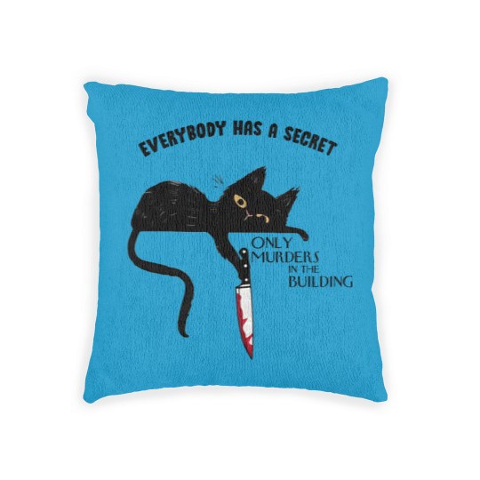 Discover Everybody Has A Secret Only Murders In The Building Woven Pillows, Black Cat Witchy Cat Halloween