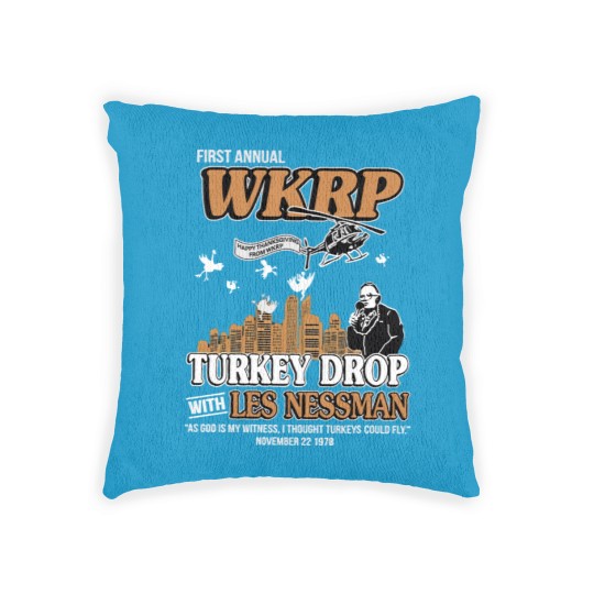 Discover Turkey Drop Woven Pillows, First Annual WKRP Woven Pillows, Thanksgiving WKRP Woven Pillows