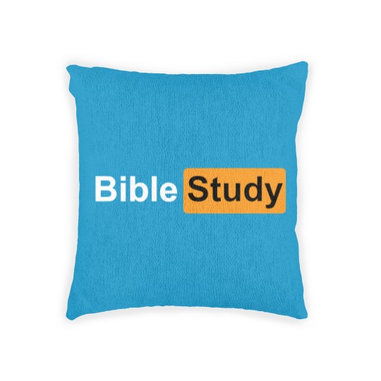 Discover Bible Study Hub Logo Funny Sarcastic Adult Humor Woven Pillows