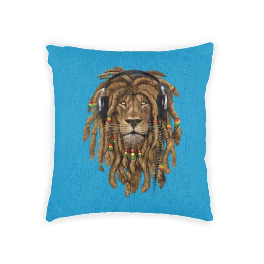 Discover Rasta Reggae Lion Music Art for Rastafari Lover Woven Pillows
