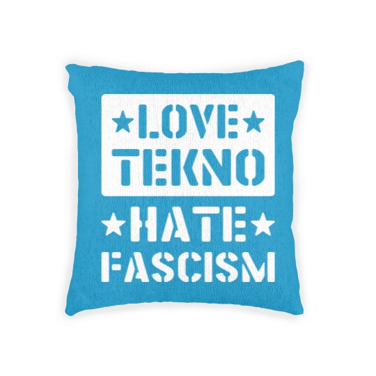Discover 23NO006 - love tekno hate fascism Woven Pillows