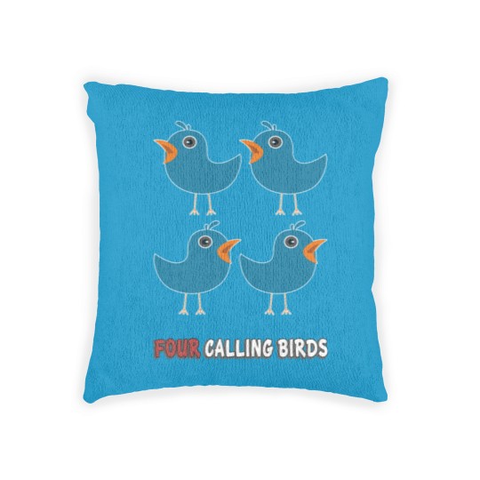Discover Four Calling Birds Song 12 Days Christmas Woven Pillows