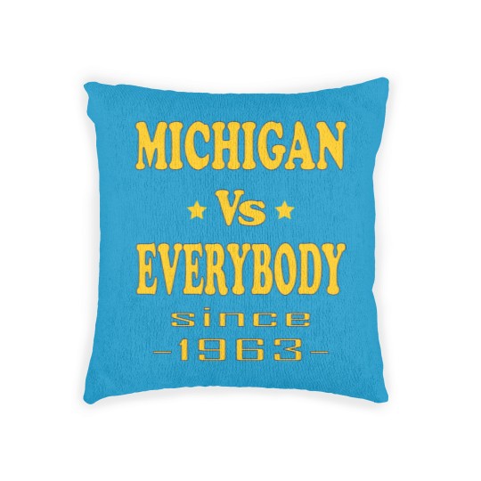 Discover michigan vs everybody Woven Pillows