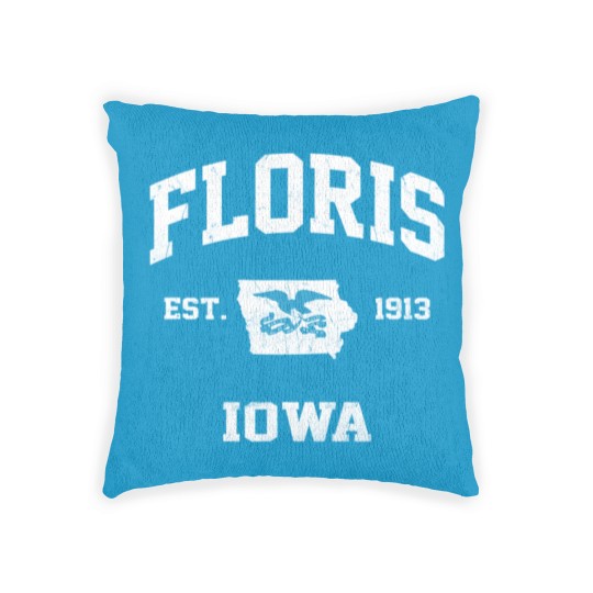 Discover Floris Iowa IA Vintage State Athletic Style Woven Pillows