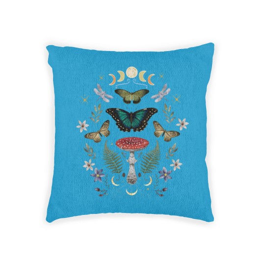 Discover Mystical Forest Floral Celestial Butterfly Woven Pillows for Wizard and Green Witch, Fairy Grunge Mystical Woven Pillows
