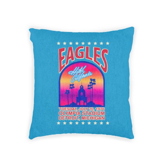 Discover Eagles 1976 Hotel California concert Woven Pillows