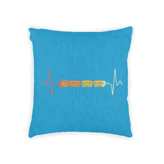 Discover train locomotive heartbeat retro Woven Pillows